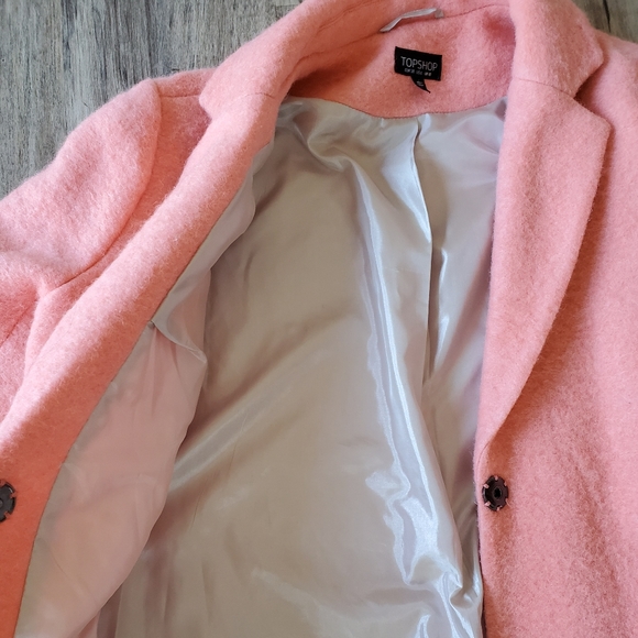Topshop Boiled Wool, Long Coral Coat - Picture 3 of 6
